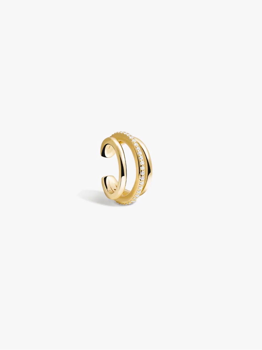 Gold Pave Sapphire Layered Ear Cuff - Picture 2 of 4